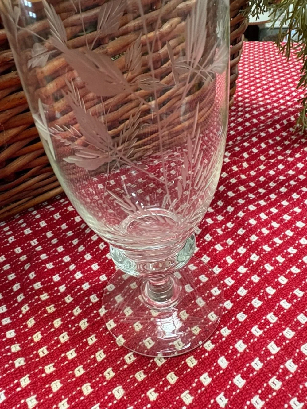 Etched Clear Glass Bud Vase